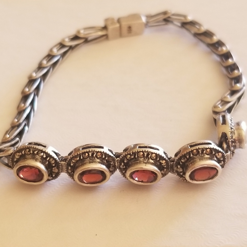 Sterling Silver Garnet Bracelet